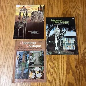 Vintage Lot Of 3 Macrame 70's Instruction Pattern Books Plant Hangers & Decor